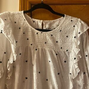 White black hearts  loft  top